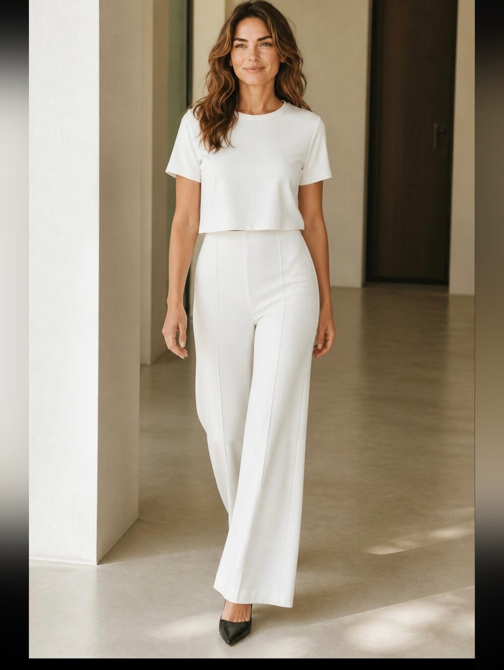 Ripley Rader Off White Ponte Knit Wide Leg Pants High Rise USA Size 2